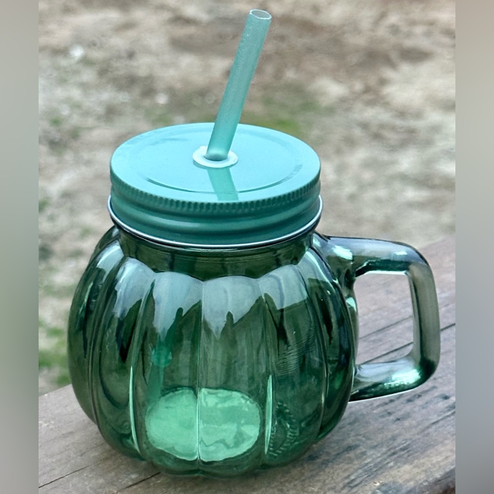 Green Glass Gourd Mug w/Lid - Boutique
